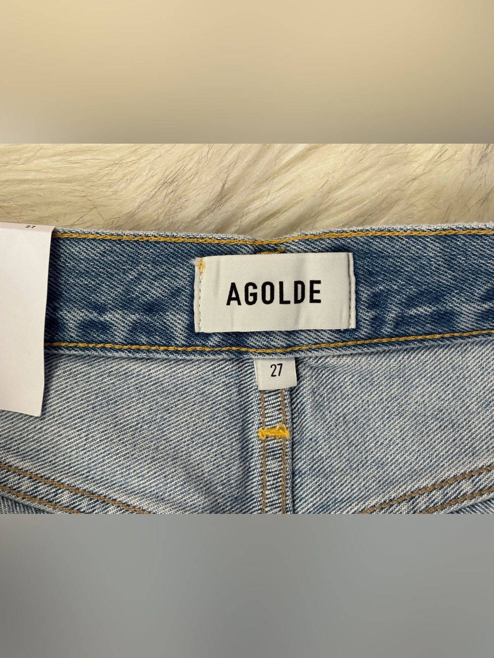 NWT Agolde Parker Long Swapmeet Light Blue Distressed Denim Cutoff Shorts SZ 27 - Picture 13 of 16